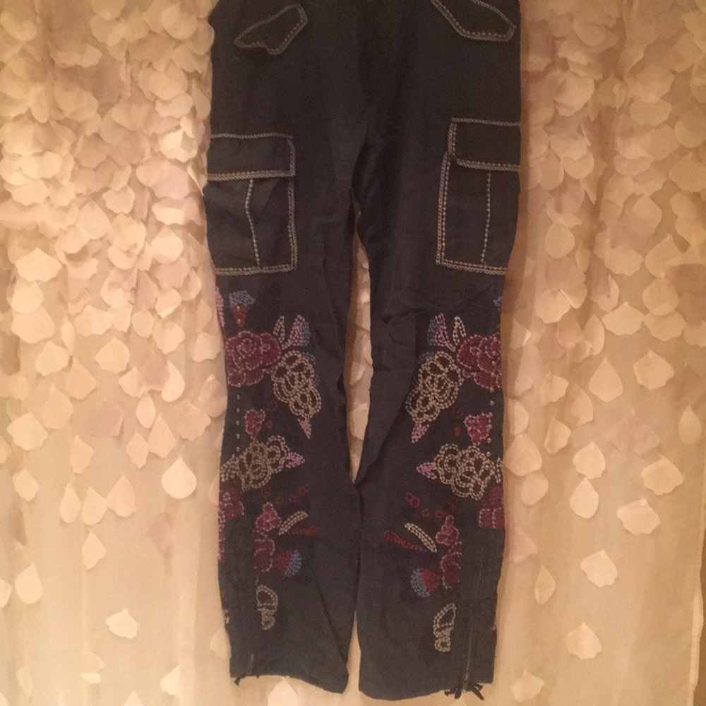 Linen black cargo pants